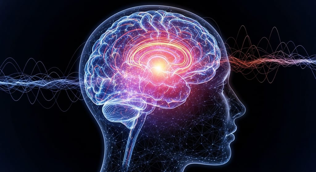 Illustration of brain neuroplasticity and neural connectivity representing how ketamine therapy works for postpartum depression in Philadelphia
